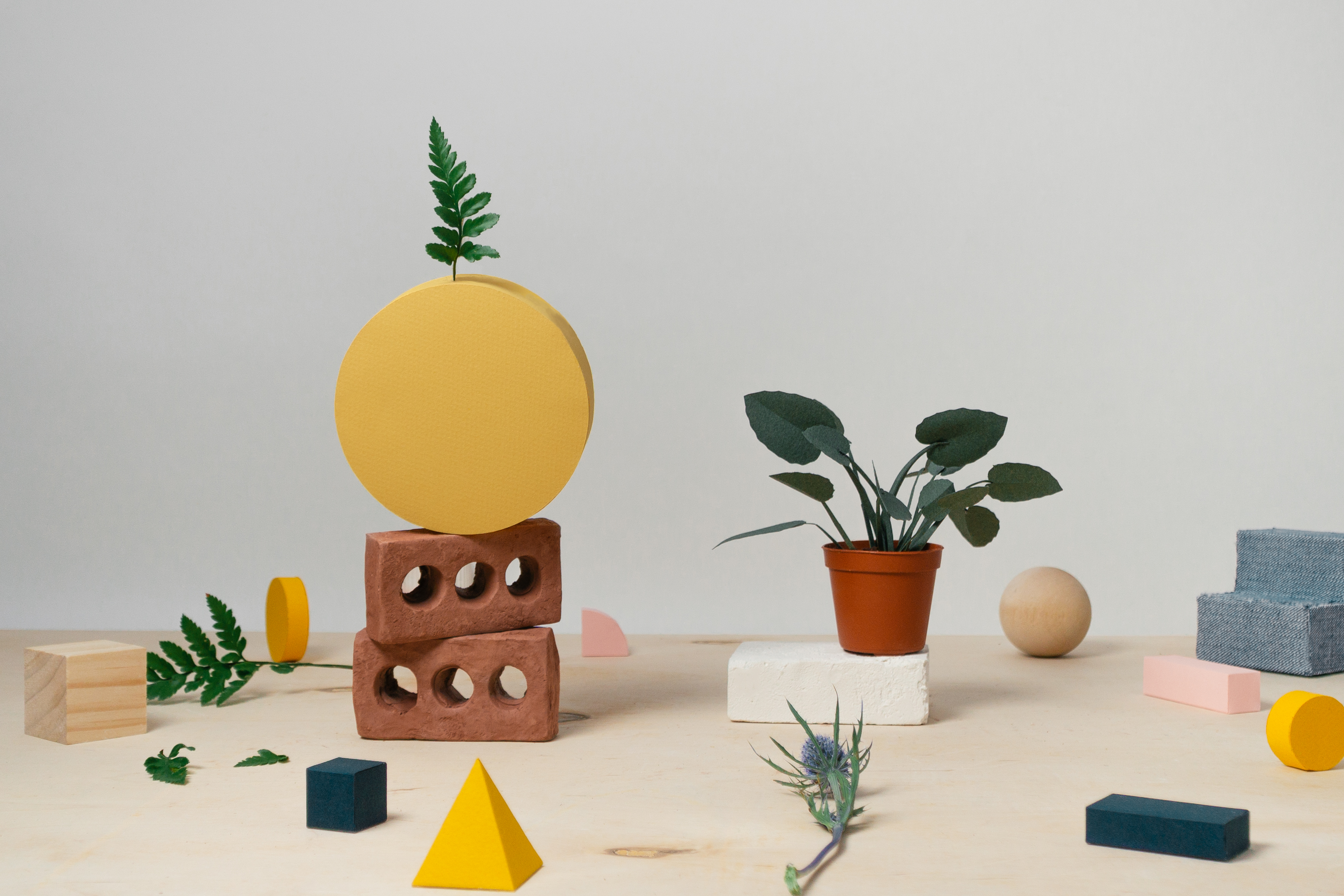 Zendesk Suite blocks and plants on a table